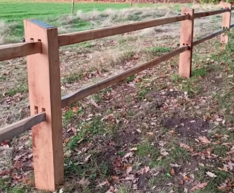 Acacia post and rail fencing